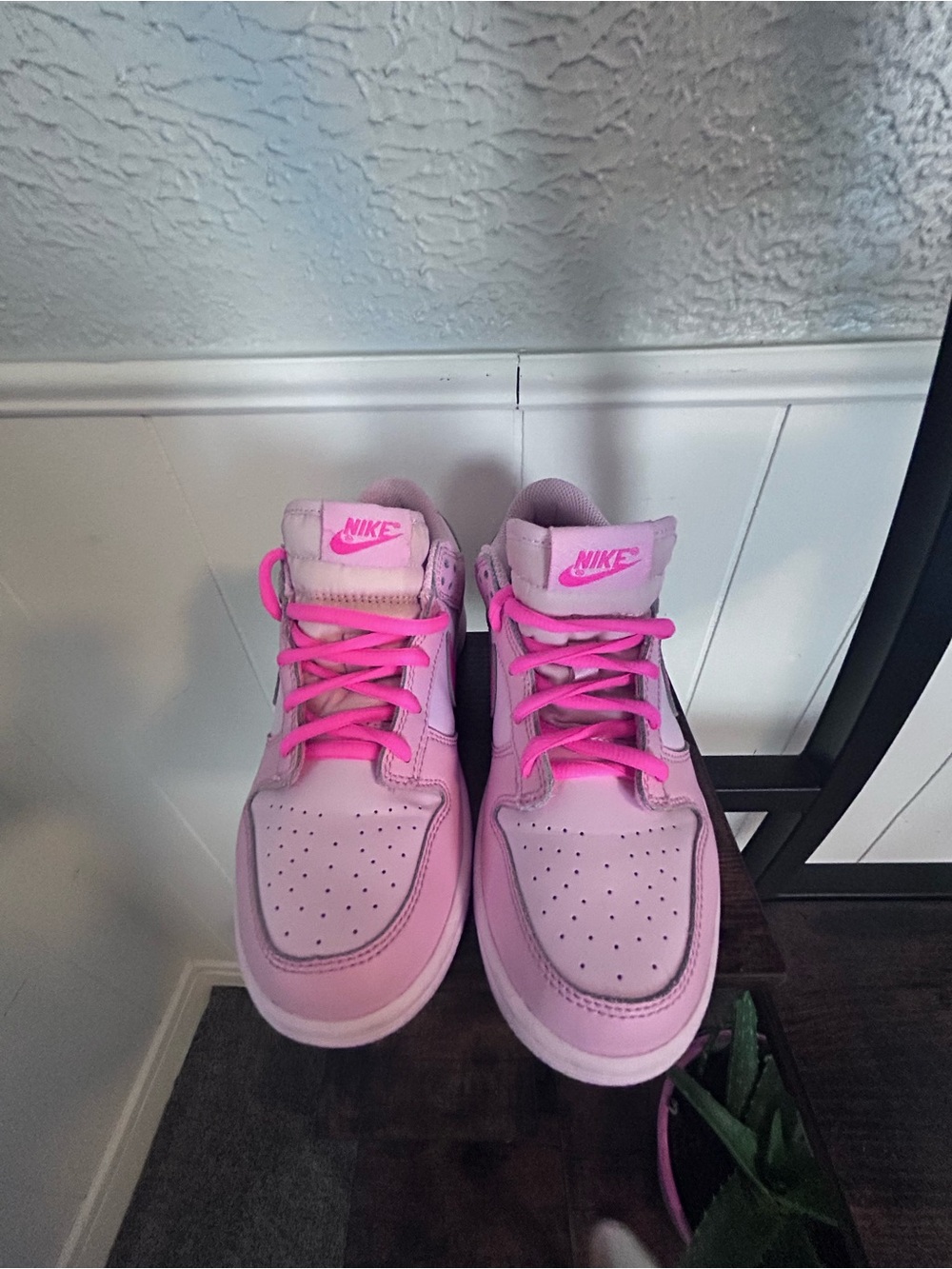 Nike Pink Low-Top Sneakers - Light Pink with Hot Pink Accents